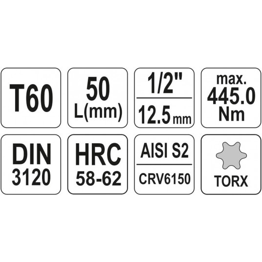 KLUCZ TRZPIENIOWY TORX 1/2" T60 L55MM -zdjęcie numer 4