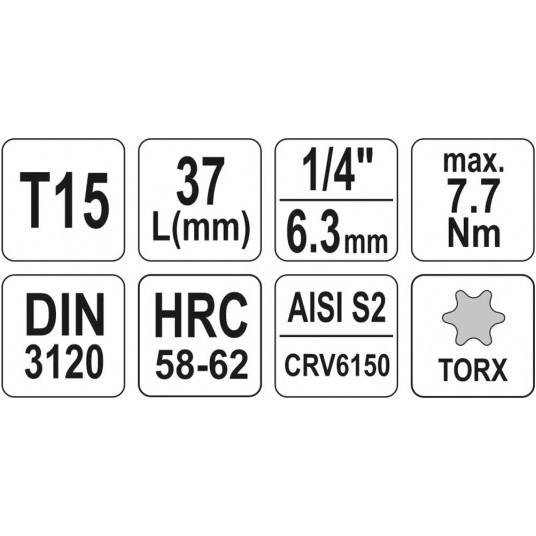 KLUCZ TRZPIENIOWY TORX 1/4" T15 L37MM -zdjęcie numer 4