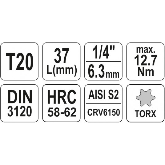 KLUCZ TRZPIENIOWY TORX 1/4" T20 L37MM -zdjęcie numer 4