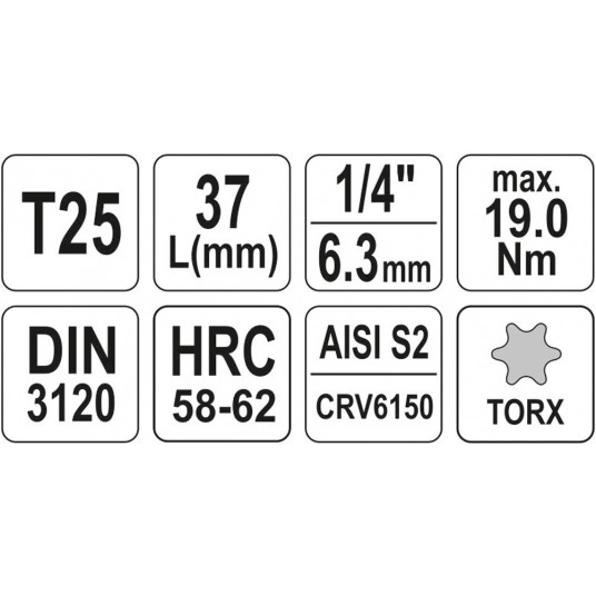 KLUCZ TRZPIENIOWY TORX 1/4" T25 L37MM -zdjęcie numer 4