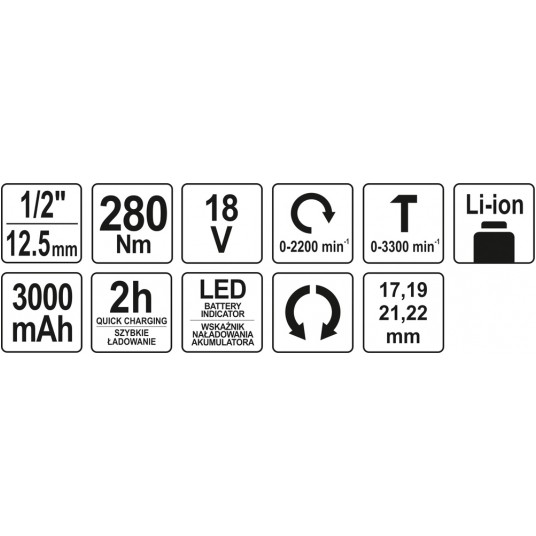 KLUCZ UDAR.AKU 18V Z NASADKAMI 2XBAT. 82930 YATO -zdjęcie numer 8
