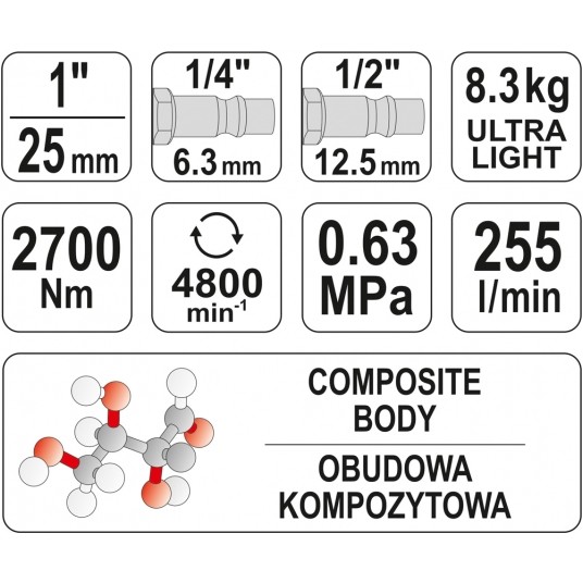 KLUCZ UDAROWY 1" KOMPOZYTOWY 2700Nm -zdjęcie numer 7