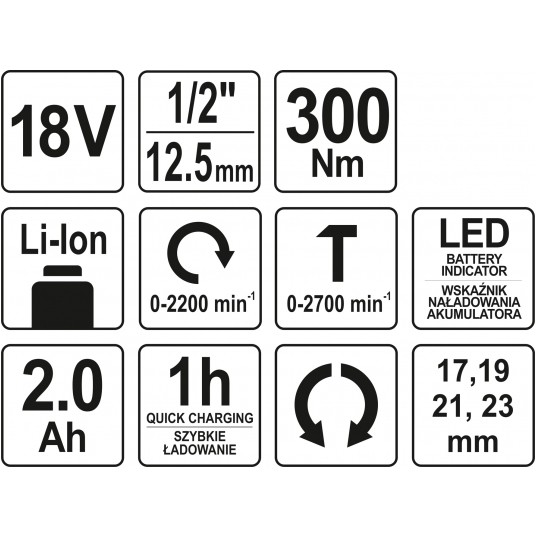 KLUCZ UDAROWY 18V 1/2'' 300NM - 2AH -zdjęcie numer 9