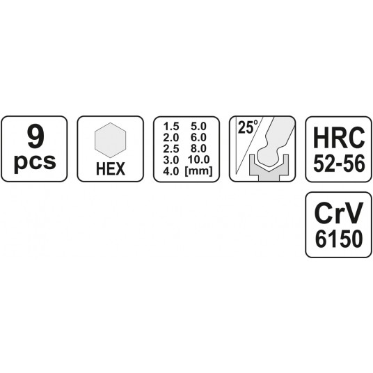 KLUCZE HEX KULKA 9CZ. 1,5-10MM CrV -zdjęcie numer 3