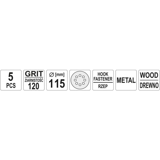 KRĄŻKI ŚCIER RZEP OTWORY 115mm P120 5S -zdjęcie numer 1