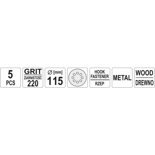 KRĄŻKI ŚCIER RZEP OTWORY 115mm P220 5SZT -zdjęcie numer 1