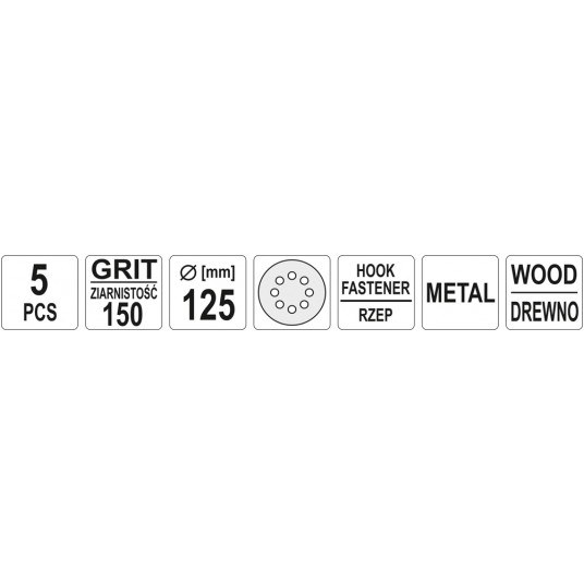 KRĄŻKI ŚCIER RZEP OTWORY 125mm P150 5SZT -zdjęcie numer 1