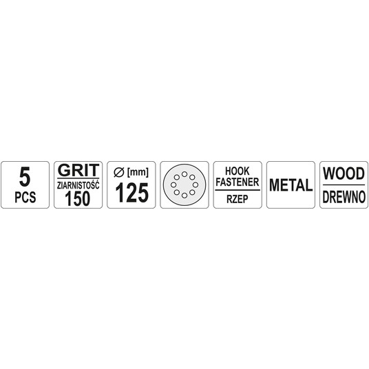 KRĄŻKI ŚCIER RZEP OTWORY 125mm P150 5SZT -zdjęcie numer 1