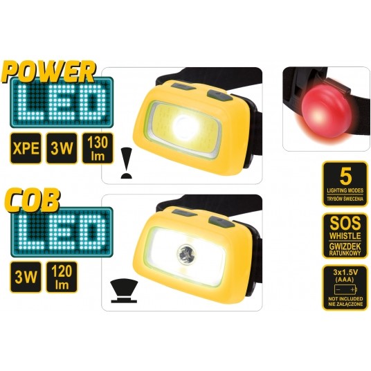 LAMPA CZOŁOWA 3W + COB LED 3W -zdjęcie numer 6