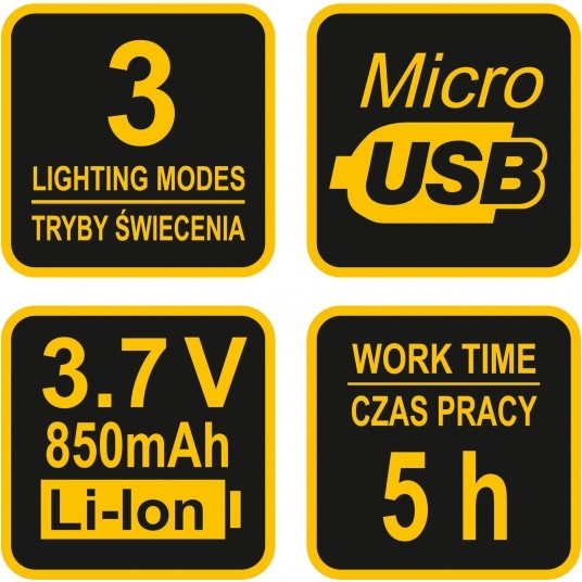 LAMPA CZOŁOWA 3W LED I 4 SMD LED, AKU. -zdjęcie numer 10