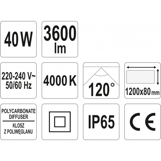 LAMPA HERMETYCZNA IP65 LED 40W 4000K YAT -zdjęcie numer 3