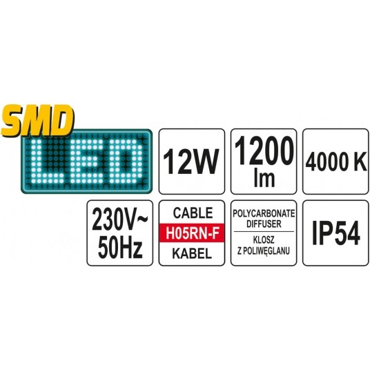 LAMPA KOMORY SILNIKA 12W SMD LED YAT -zdjęcie numer 5