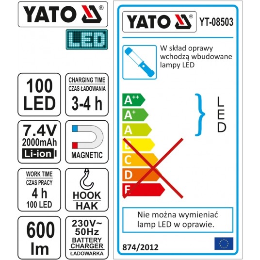 LAMPA KOMORY SILNIKA LED MAGNET Li-Ion -zdjęcie numer 7