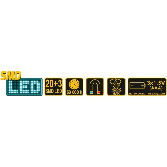 LAMPA RĘCZNA OBROTOWA 20+3 LED 3xAAA -zdjęcie numer 9