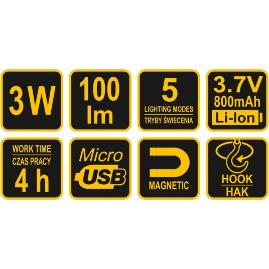 LAMPA RĘCZNA OBROTOWA COB LED 3W AKU. -zdjęcie numer 8