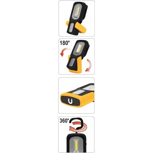 LAMPA RĘCZNA OBROTOWA COB LED 3W AKU. -zdjęcie numer 6