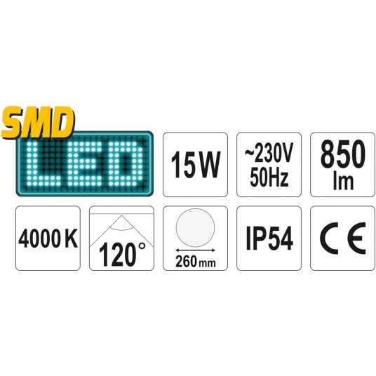 LAMPA ŚCIENNA ZEW. LED 15W IP54 CZ. OKRĄGŁA YAT -zdjęcie numer 5