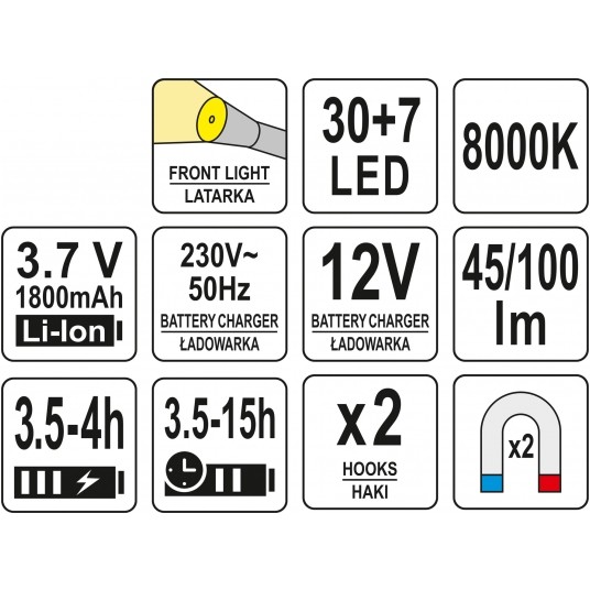 LAMPA WARSZTATOWA 30+7 LED, 100LM -zdjęcie numer 10