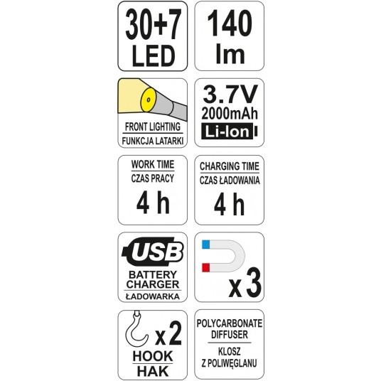 LAMPA WARSZTATOWA 30 + 7 LED -zdjęcie numer 7