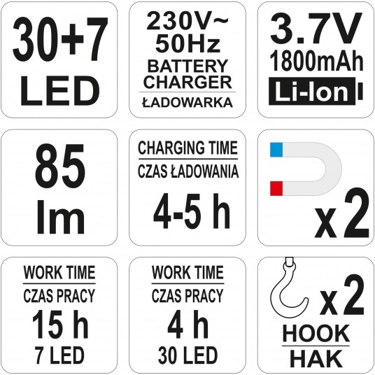 LAMPA WARSZTATOWA 30+7 LED -zdjęcie numer 3