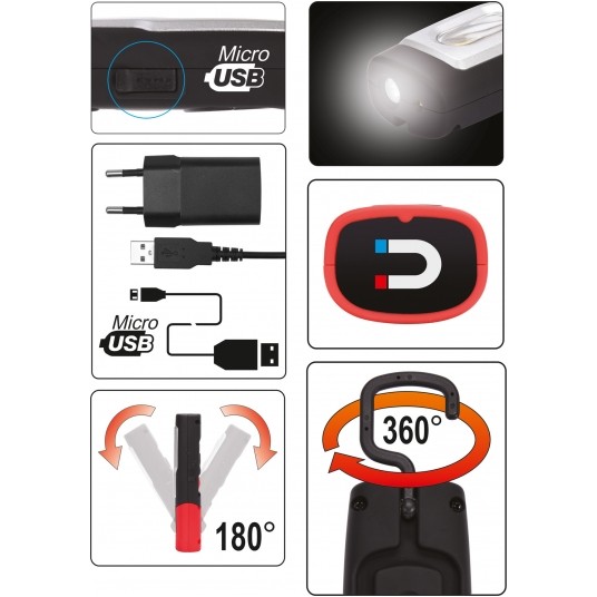 LAMPA WARSZTATOWA 3W COB, 350LM + 100LM -zdjęcie numer 3