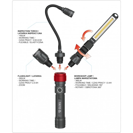 LAMPA WARSZTATOWA 3W1 W WALIZCE 380LM -zdjęcie numer 7