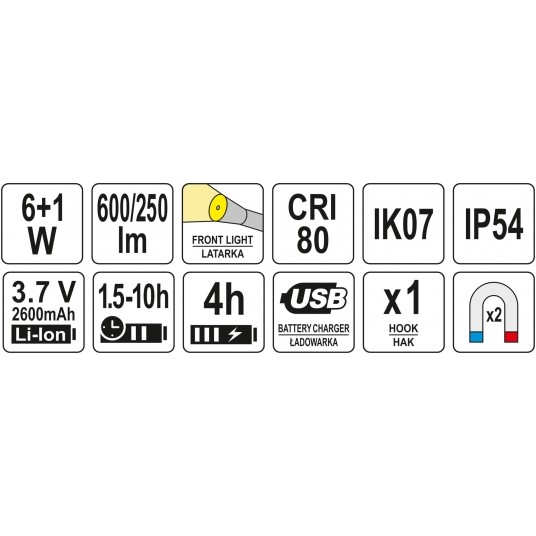 LAMPA WARSZTATOWA 6W COB, 600LM + 250LM -zdjęcie numer 6