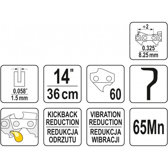 ŁAŃCUCH TNĄCY 0.325" 14" 60 0.058" -zdjęcie numer 4