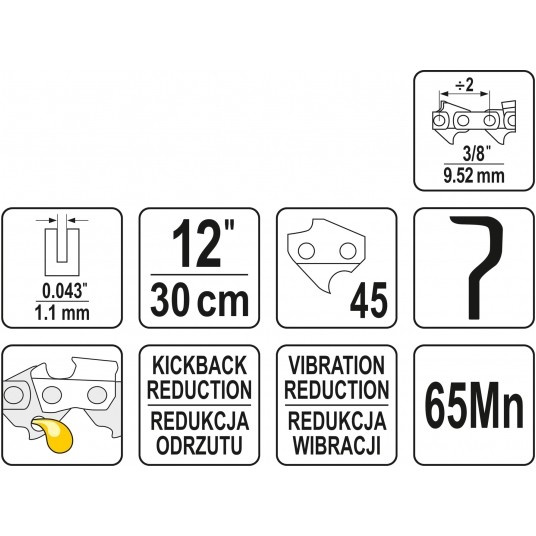 ŁAŃCUCH TNĄCY 3/8" 12" 45 0.043" -zdjęcie numer 4