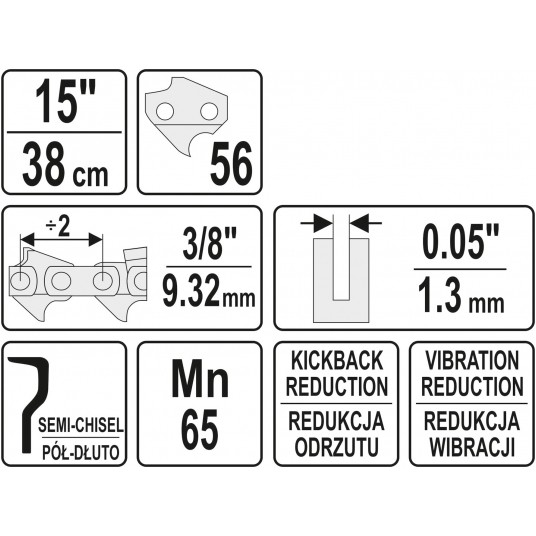 ŁAŃCUCH TNĄCY DO PILARKI 15" 3/8" -zdjęcie numer 2