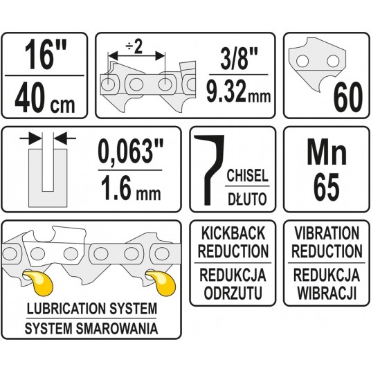 ŁAŃCUCH TNĄCY DO PILARKI 16" 3/8" -zdjęcie numer 3