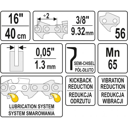 ŁAŃCUCH TNĄCY DO PILARKI 16" 3/8" -zdjęcie numer 3