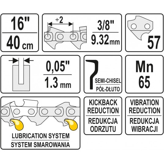 ŁAŃCUCH TNĄCY DO PILARKI 16" 3/8" -zdjęcie numer 2