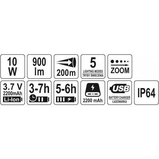 LATARKA AKUMULATOROWA 10W 900LM IP64 -zdjęcie numer 6