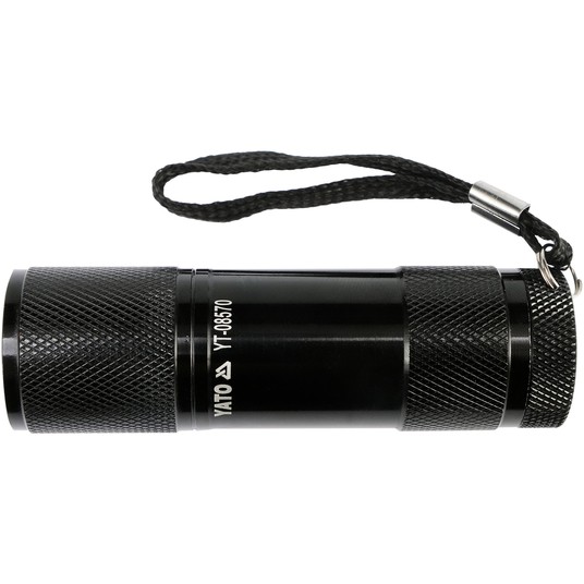 LATARKA ALUMINIOWA, 9 LED, CZARNA -zdjęcie numer 1