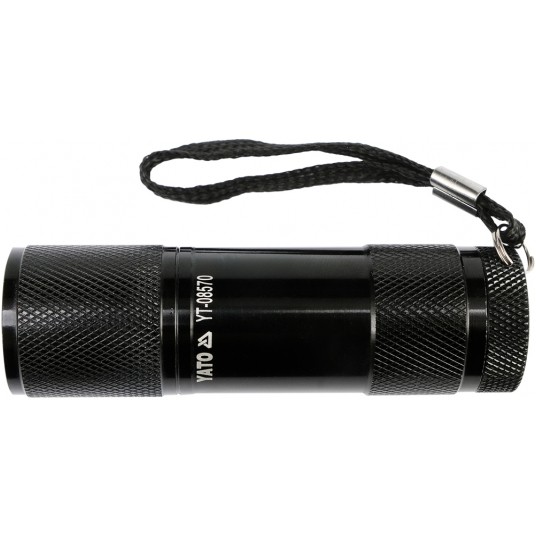 LATARKA ALUMINIOWA, 9 LED, CZARNA -zdjęcie numer 1