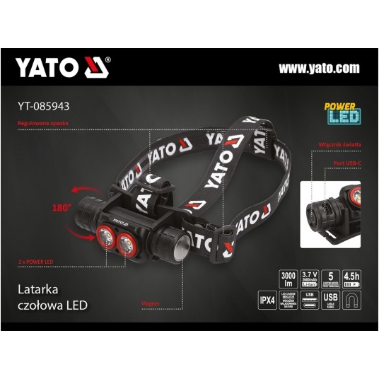 LATARKA CZOŁOWA 3000LM, AKU -zdjęcie numer 2