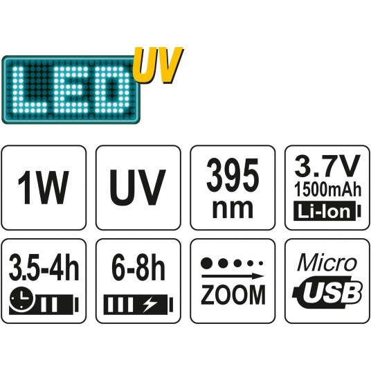 LATARKA UV AKUMULATOROWA 1W I OKULARY -zdjęcie numer 6