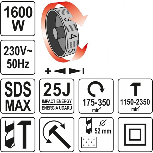 MŁOT UDAROWO OBROTOWY 25J SDS-MAX -zdjęcie numer 5