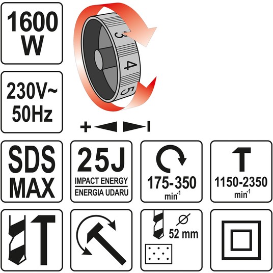 MŁOT UDAROWO OBROTOWY 25J SDS-MAX -zdjęcie numer 5