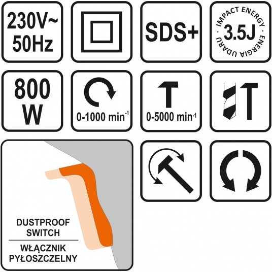 MŁOTOWIERTARKA SDS PLUS 800W -zdjęcie numer 7
