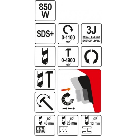 MŁOTOWIERTARKA SDS PLUS 850W -zdjęcie numer 7