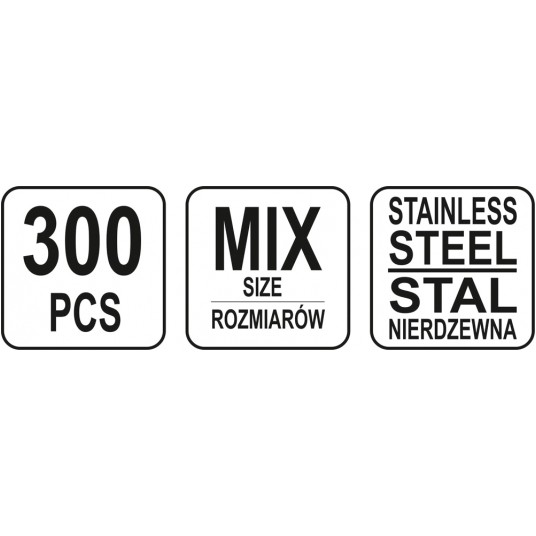 NAKRĘTKI NIERDZEWNE METRIC MIX 300 SZT -zdjęcie numer 4