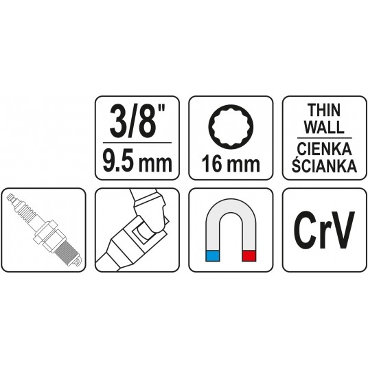 NASADKA DO ŚWIEC 16mm 3/8" Z PRZEGUBEM -zdjęcie numer 5