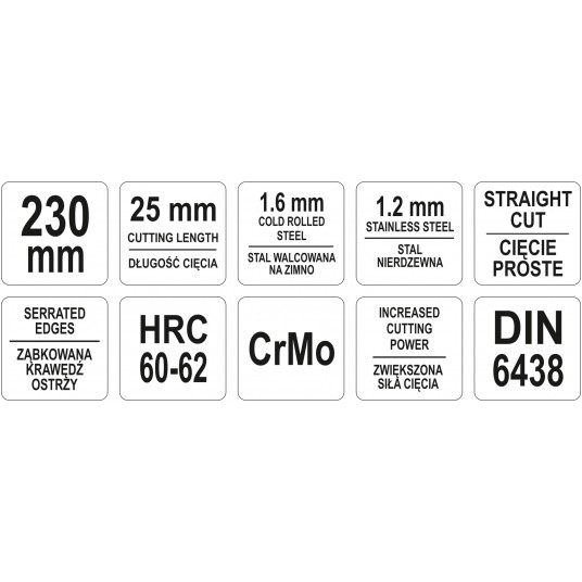 NOŻYCE DO BLACH.2,0MM 230 PR/K.YATO -zdjęcie numer 1