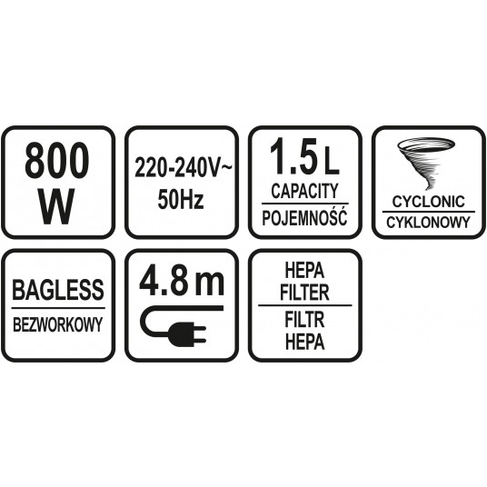 ODKURZACZ PIONOWY 800W 1,5L -zdjęcie numer 14