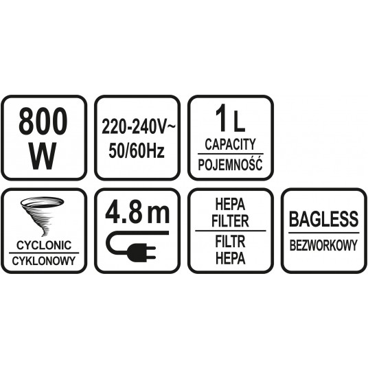 ODKURZACZ PIONOWY 800W 1L -zdjęcie numer 11