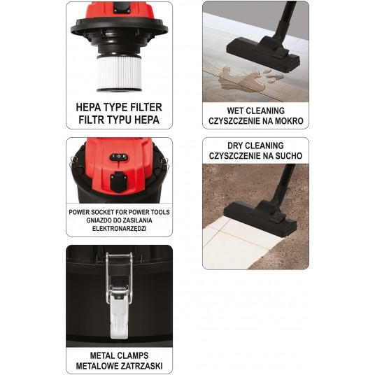 ODKURZACZ WARSZTATOWY 1400W 30L -zdjęcie numer 5