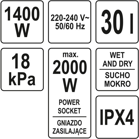 ODKURZACZ WARSZTATOWY 1400W 30L -zdjęcie numer 4