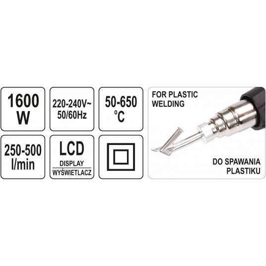 OPALARKA 1600W 50-650C 2BIEGI LCD+PAMIĘĆ -zdjęcie numer 6
